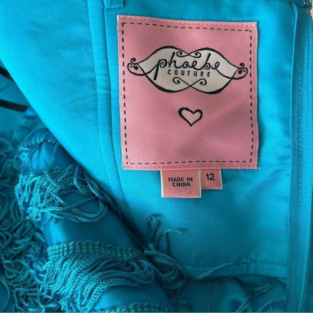 PHOEBE COUTURE Aqua Fringe MidiāDressāViaāNeimanāMarcusāSizeā12. - Picture 6 of 7